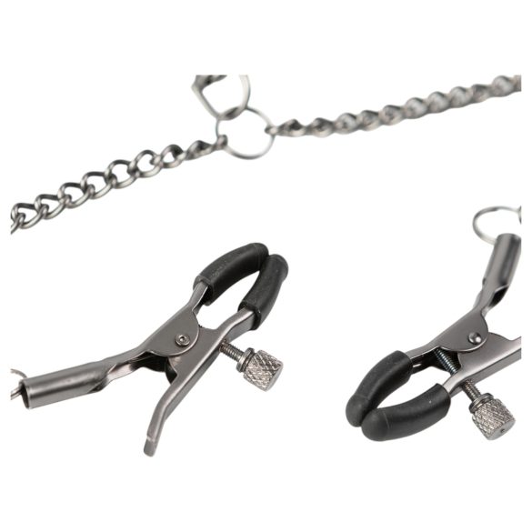 Sei Mio - Halsband & Brustwarzenklemmen (schwarz)