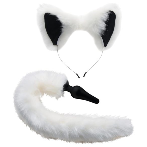 TAILZ - Fuchs Analplug und Stirnband (Schwarz-Weiß)
