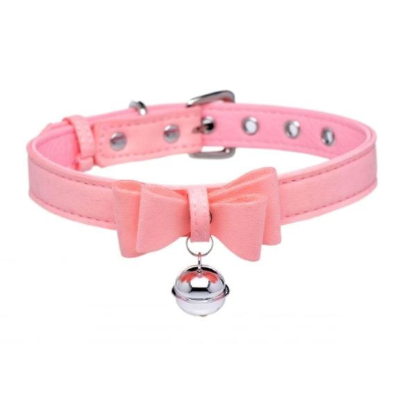 Master Series Goldene Katze - Halsband mit Schleife & Glocke (pink)