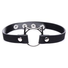   Master Series Verspielte Kitty - Halsband mit Katzenkopf-Ring (schwarz)