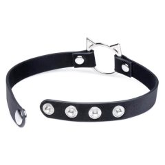   Master Series Verspielte Kitty - Halsband mit Katzenkopf-Ring (schwarz)