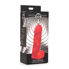 Scharfer Pecker - Kerze mit Penis und Hoden - groß (rot)