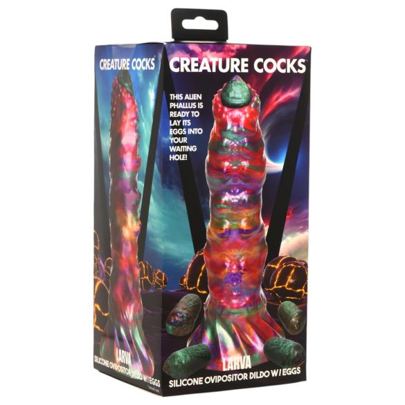 Creature Cocks Larva - Alien-Dildo mit Oviposition (Regenbogen)