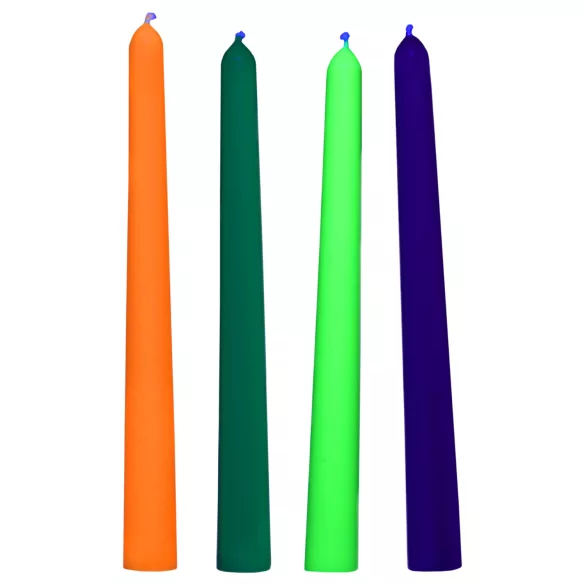 XR Brands - UV-reaktive BDSM Körperkerzen - Bunt (4 Stk)