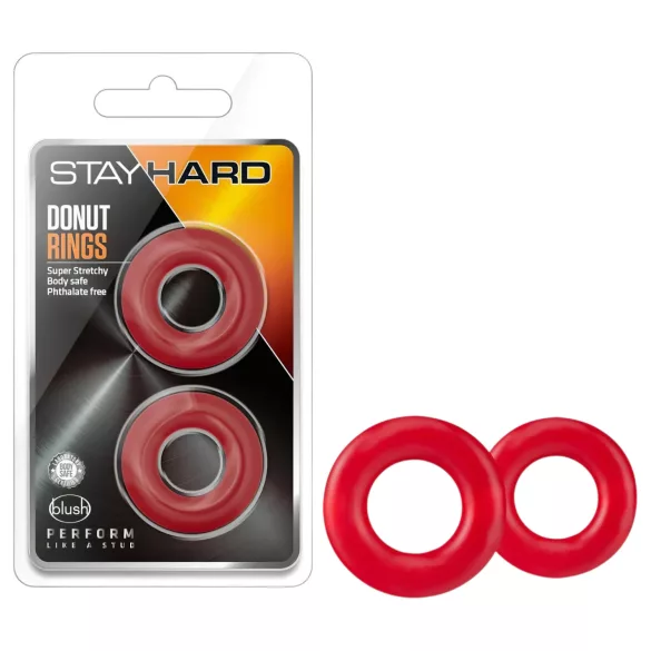 Stay Hard - Penisring-Set (Rot)
