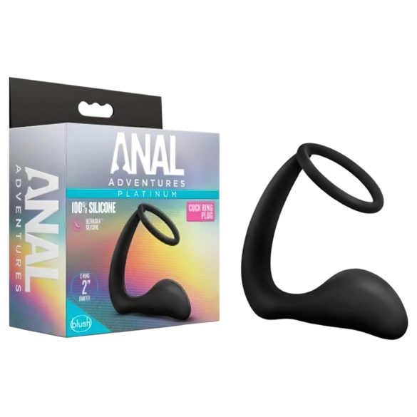 Anal Abenteuer Platin - Anal Dildo mit Penisring (Schwarz)