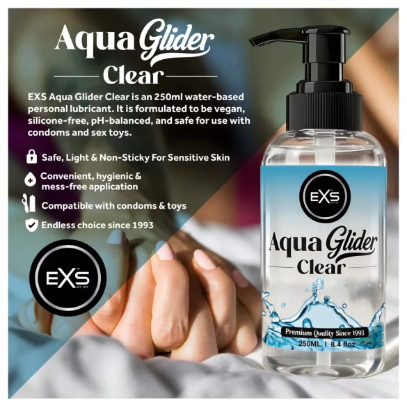 EXS AquaGlider Clear - transparenter, wasserbasierter Gleitgel in Pumpflasche (250 ml)