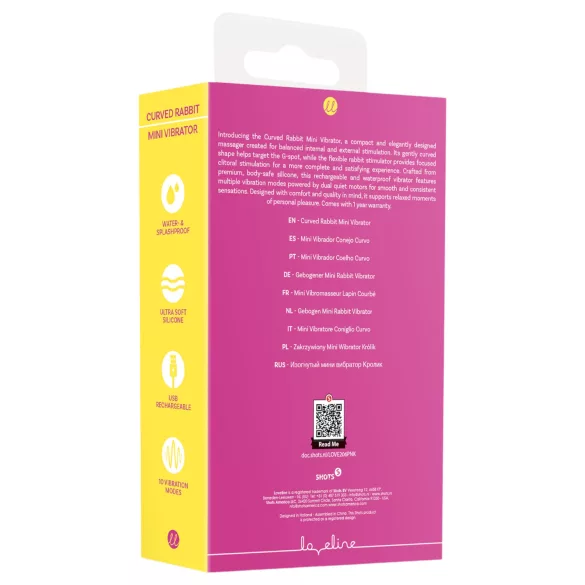 Loveline - gebogener Mini-Vibrator mit Häschen (rosa)