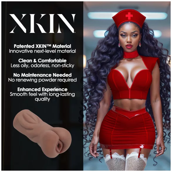 XKIN Naughty Nurse Riley - lebensechter Masturbator mit künstlicher Vagina (dunkles Naturhaut‑Design)