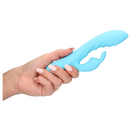 Loveline - aufladbarer, wasserdichter Vibrator mit Häschen-Klitorisarm (blau)