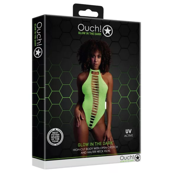 Ouch! - Leuchtender offener Body (Neon Grün)