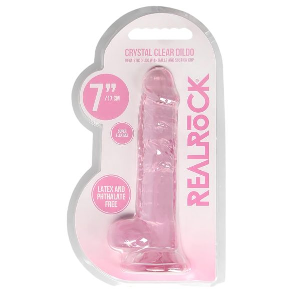 REALROCK - transparenter, lebensechter Dildo - Rosa (17 cm)