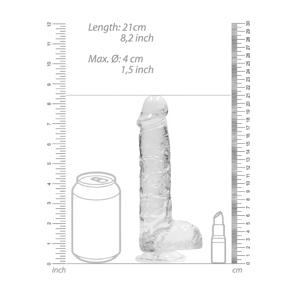 REALROCK - realistischer Dildo, transparent (19cm)