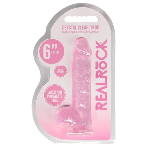 REALROCK - transparenter, realistischer Dildo - Pink (15 cm)