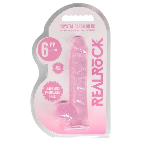 REALROCK - Transparenter Realistischer Dildo - Pink (15 cm)