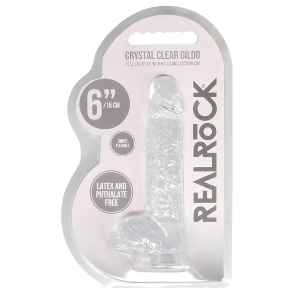 REALROCK - transparenter, naturgetreuer Dildo - durchsichtig (15 cm)