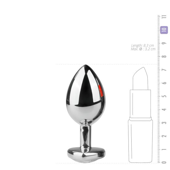 Easytoys Metall No.7 - Herz-Analplug mit weißem Stein - Silber