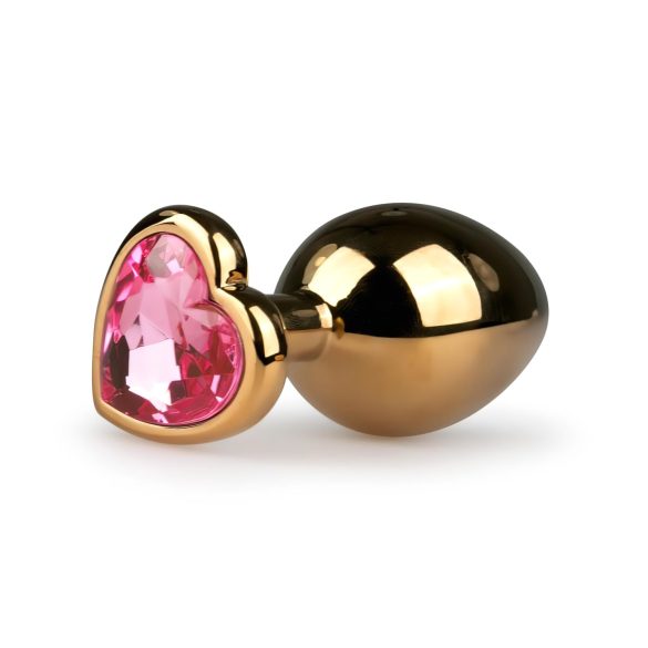 Easytoys Metall Nr.7 - Goldener Analplug mit rosa Schmuckstein (3cm)