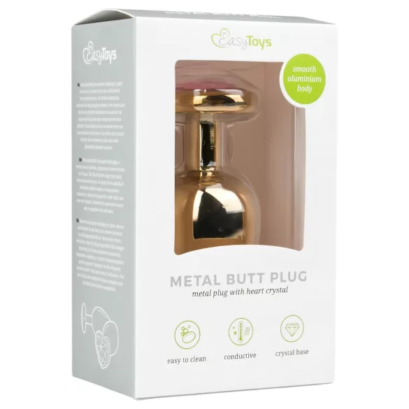 EasyToys Metal No.8 - Analplug mit Herzfuß (gold-pink, 3,5 cm)