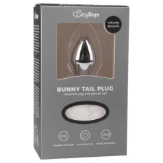   Easytoys Bunny NO1 - Metall Analplug mit Hasenschwanz (silber-weiß)