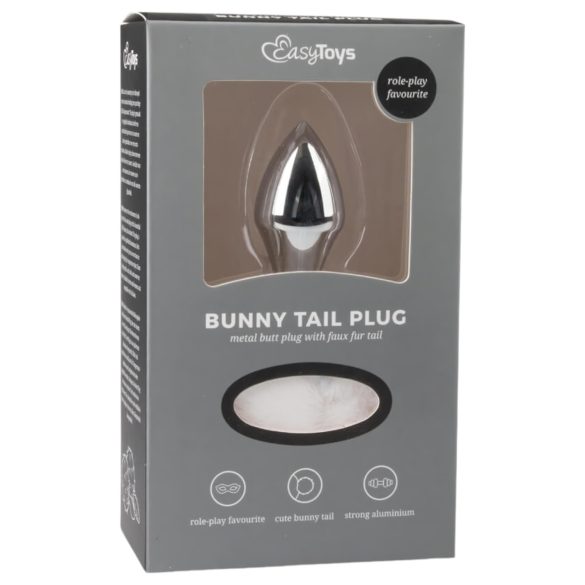 Easytoys Bunny NO1 - Metall Analplug mit Hasenschwanz (Silber-Weiß)