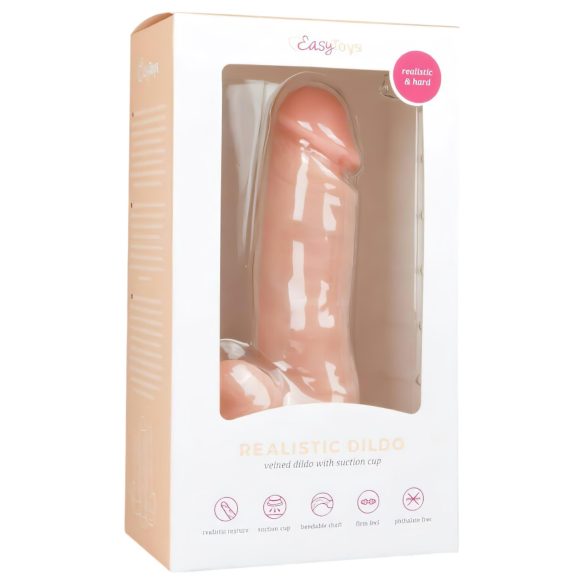 Easytoys - Saugnapf-Dildo mit Hoden (17,5cm) - natur
