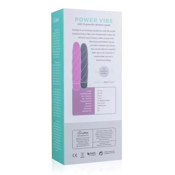 Easytoys Power Vibe - Gewundener Silikon-Vibrator (schwarz)