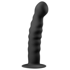 Easytoys Ribbed - Saugfuß Analdildo (14cm) - schwarz