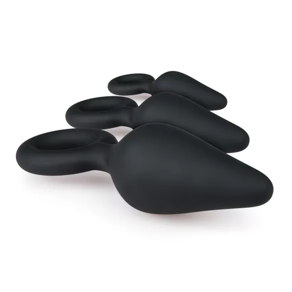 Easytoys - Analschlaufen-Plug-Set - 3 Stück (schwarz)