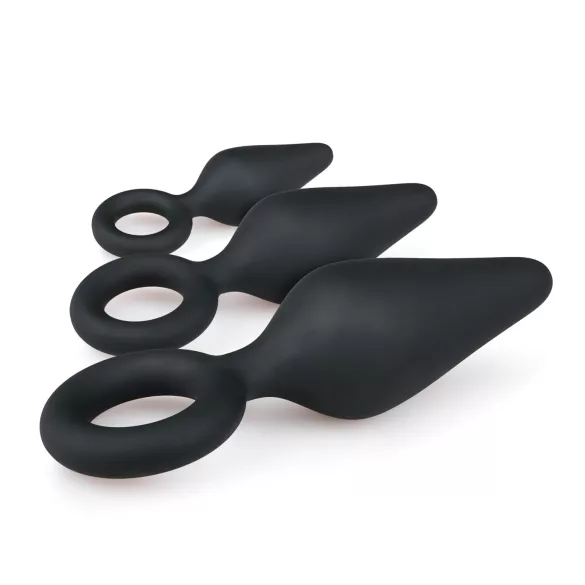 Easytoys - Analschlaufen-Plug-Set - 3 Stück (schwarz)