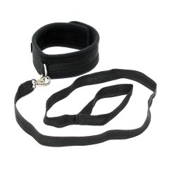 Rimba Soft - weiches Halsband mit Leine (schwarz)