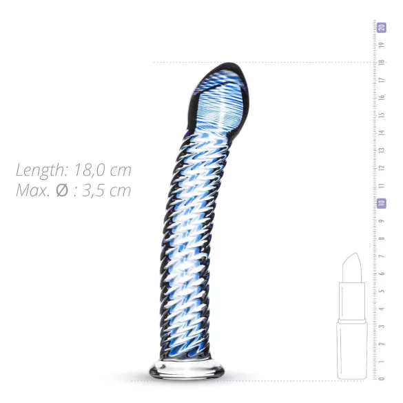 Gildo Glass Nr. 5 - Spiralglasdildo (transparent-blau)