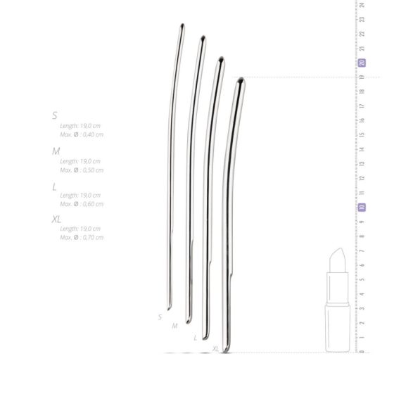 SINNER 175 - Gebogene Stahldilatator-Dildo-Set für Harnröhren (4-teilig) - Anfänger