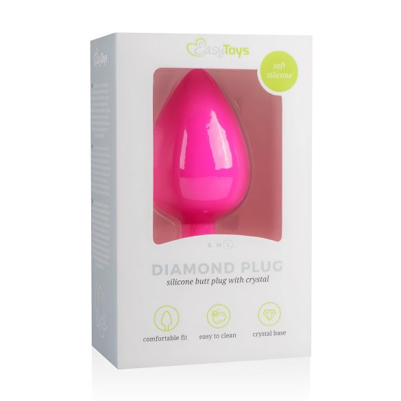 Easytoys Diamond - pinker großer Analplug mit weißem Stein