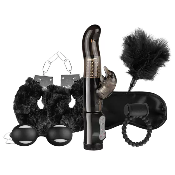 LoveBoxxx I love Black - vibrierendes Bondage-Kit (6-teilig)