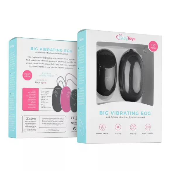 Easytoys - Akku-Wasserdichtes Vibrations-Ei (Schwarz)