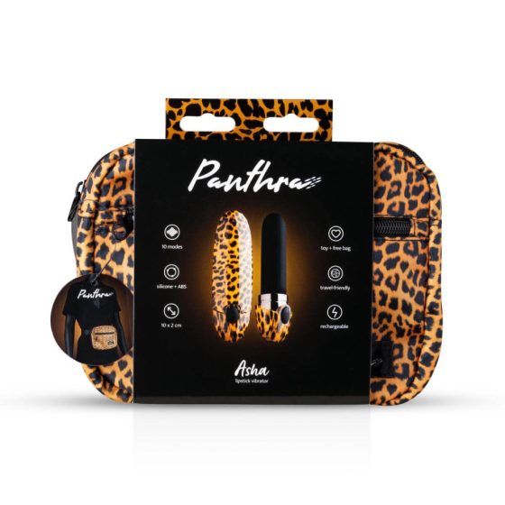 Panthra Asha - Akkubetriebener Lippenstift-Vibrator (Leoparden-Schwarz)
