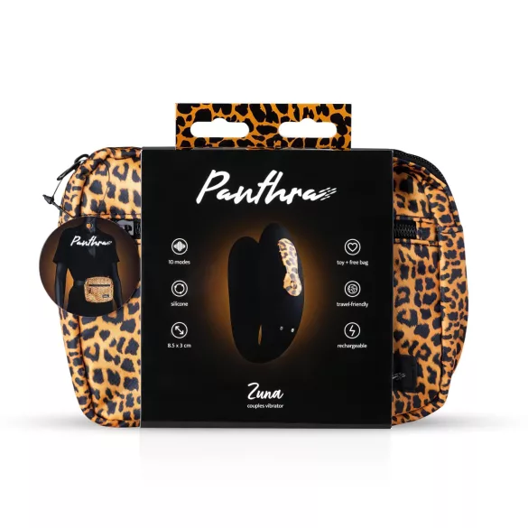 Panthra Zuna - wasserdichter Paarvibrator, USB (Leopard-Schwarz)