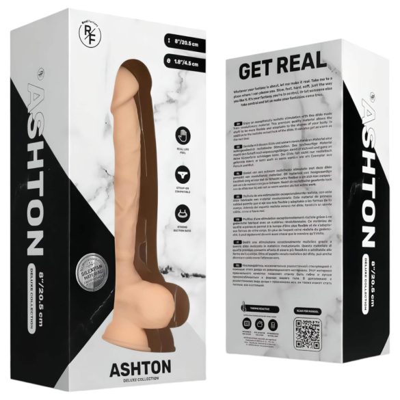 Real Fantasy Ashton - realistisch, naturfarbener Hoden-Dildo - 20,5 cm