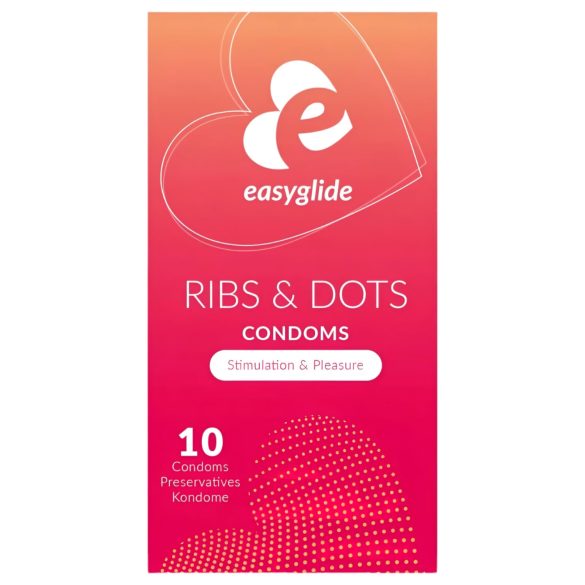 EasyGlide Ribs & Dots - gerippte und gepunktete Kondome (10 Stk.)
