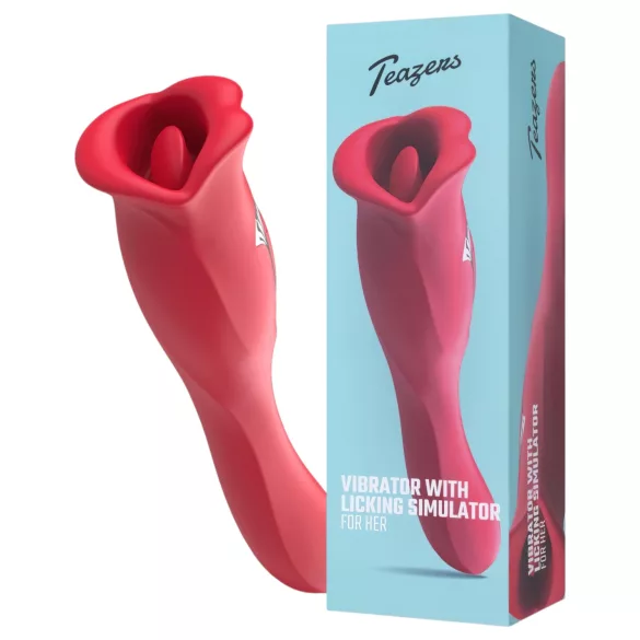 Teazers - doppelseitiger Vibrator mit zungenförmigem Klitorisstimulator (rot)