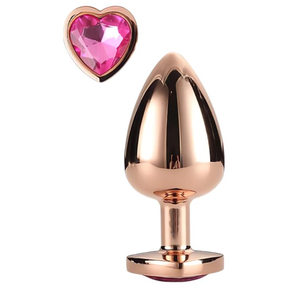 Gleaming Love - Aluminium Anaplug mit Herzstein (Roségold)