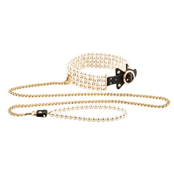 Allure - Perlenhalsband mit Leine (schwarz)