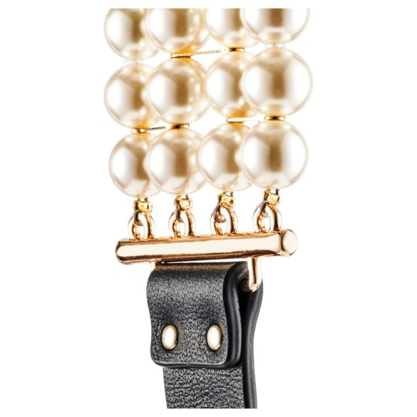 Allure - Perlenhalsband mit Leine (schwarz)