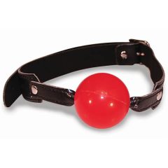 S&M - Silikon Mundknebel mit Kunstlederband (rot-schwarz)