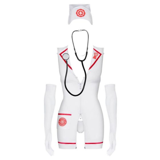Obsessive Emergency - Krankenschwester Kostüm Set - Weiß (S/M)