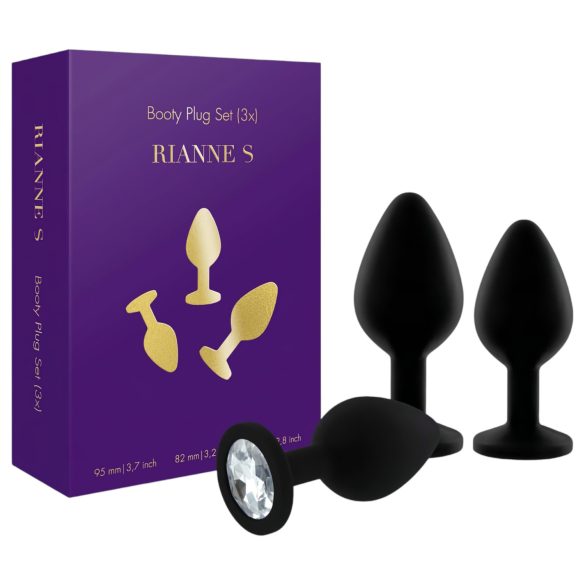 Rianne - 3-teiliges Silikon Anal-Plug Set (Schwarz)