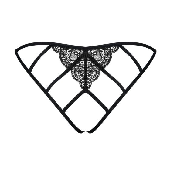 Obsessive Miamor - Offene Spitzen-Damenunterwäsche mit Netzdesign (schwarz)