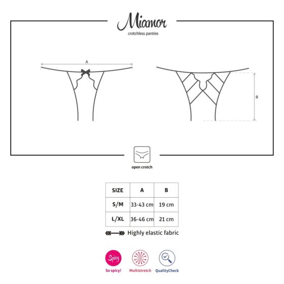 Obsessive Miamor - Offene Spitzen-Damenunterwäsche mit Netzdesign (schwarz)