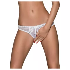 Obsessive Alabastra - Blumen Tanga mit Schleife - Weiß